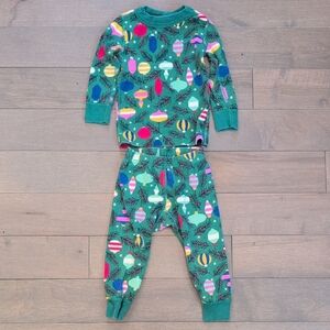 Hanna Andersson 2T Green Ornament Print Long Johns